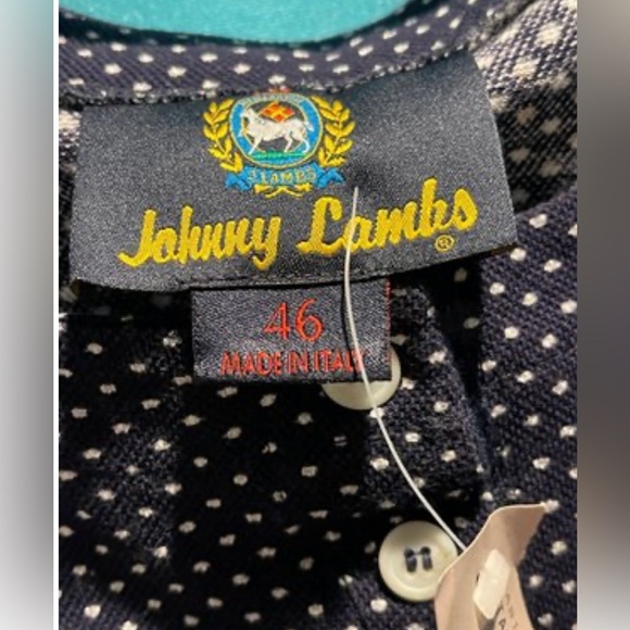 NWT Johnny Lambs Cotton Short Sleeve Navy and White Polka Dot Dress Size Large - Picture 10 of 10